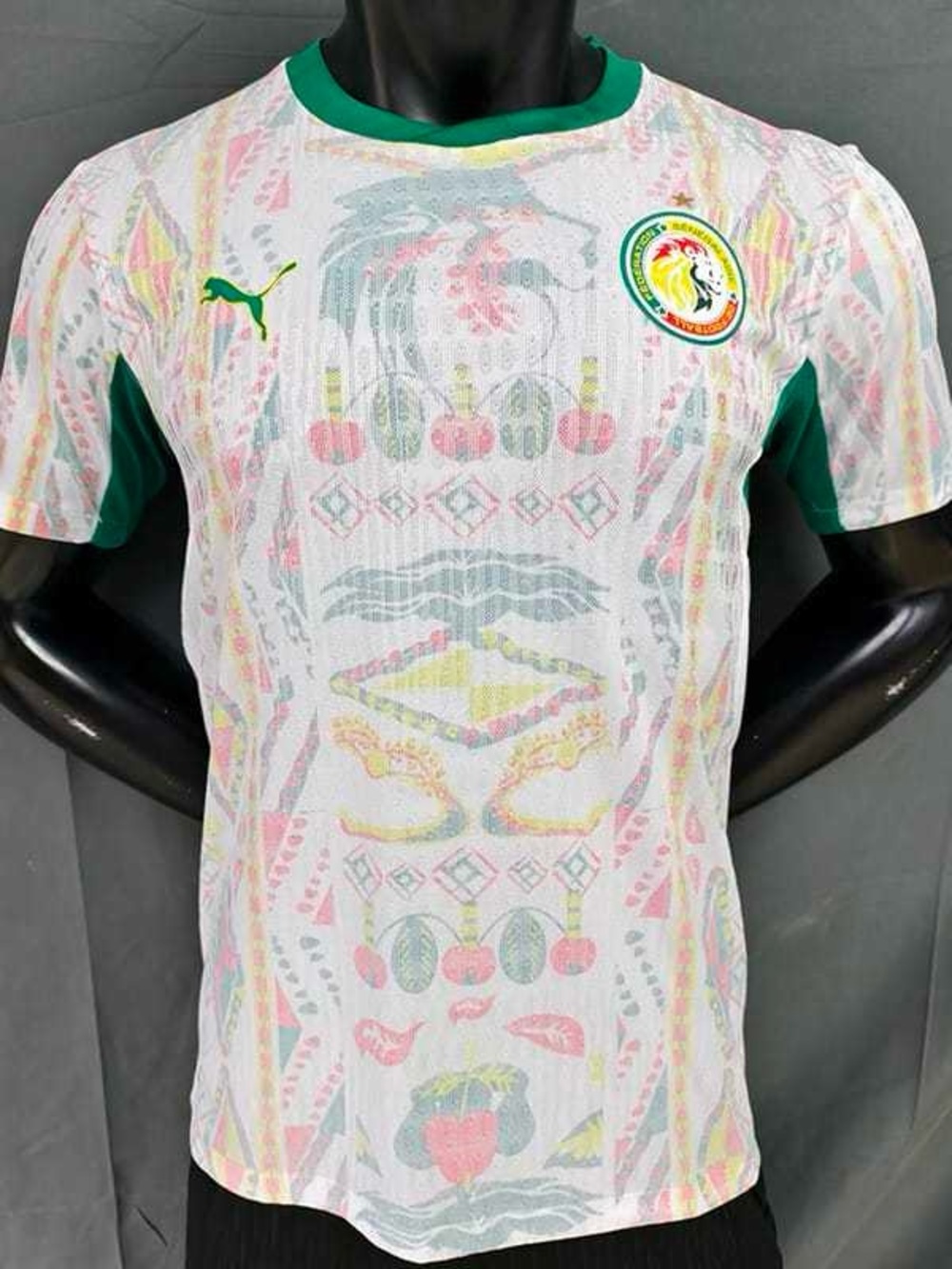 2026 Senegal White Green Graphic Men's Football Shirt
